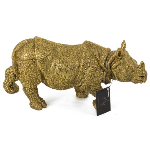 Beeld Neushoorn - goud