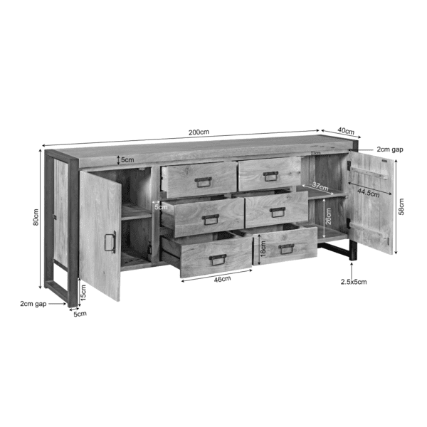 Boaz dressoir 200cm | gesloten - Afbeelding 5