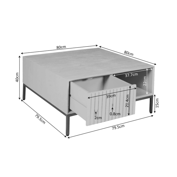 Madison salontafel bruin | vierkant - Afbeelding 4
