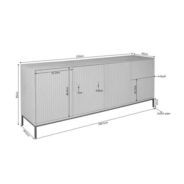 Madison dressoir bruin | 210cm - Afbeelding 5