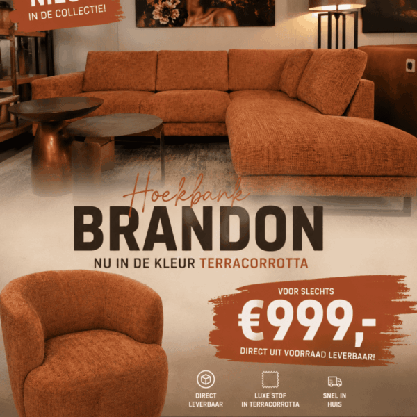 Bank Brandon | voorraad | terracotta